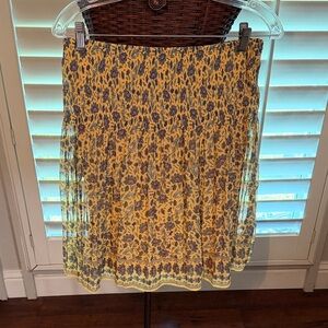 Max Studio Yellow and Blue Floral A-Line Skirt